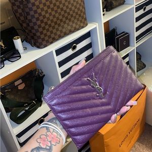 SOLD SAINT Laurent Matellese pouch in grain embossed leather